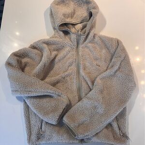 TNA Plush Sherpa Zip Hoodie in Light Taupe